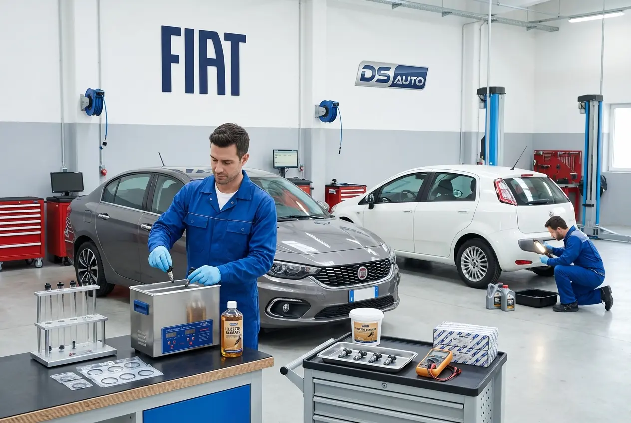 Топливные форсунки Фиат на диагностическом стенде в автосервисе DS Auto в Жуковском — проверка и ультразвуковая чистка для бензиновых двигателей Fiat
